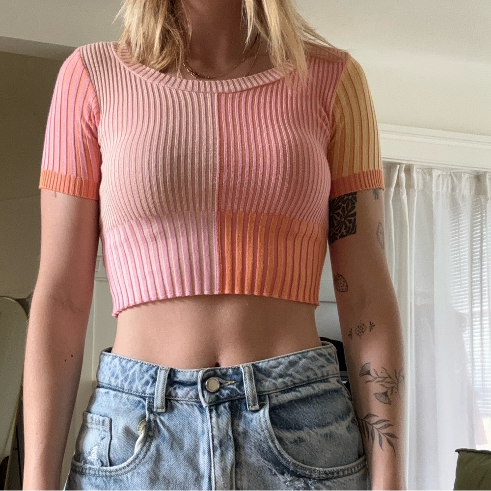 Colorful Ribbed Crop Top